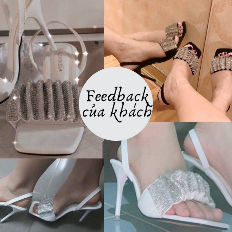 Sandal cao gót đính đá 7-9 phân cho nữ hottrend mùa hè 2022 VINA STORE mã B42