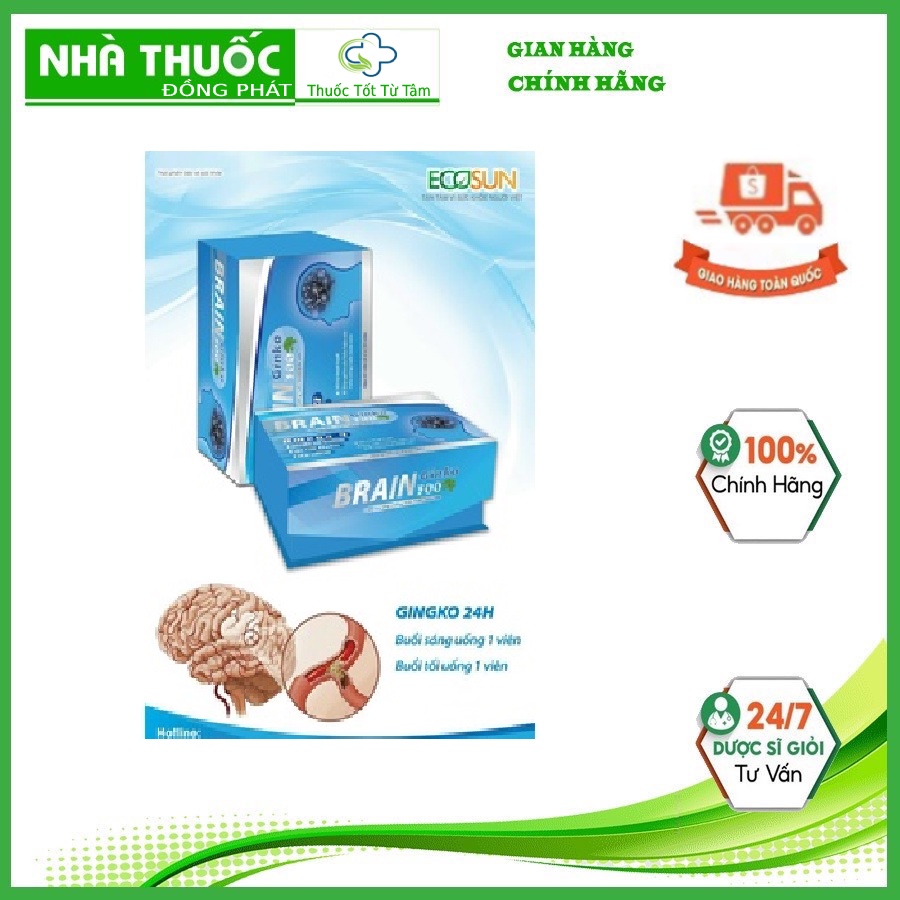 Bổ não BRAIN ginko 300 hỗ trợ nhanh tiền đình,tuần hoàn máu não