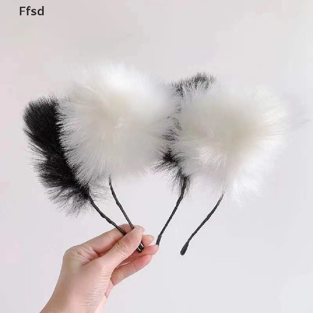 {Ffsd} Băng Đô Cài Tóc Hình Tai Mèo Bằng Lông Mềm Mại Dễ Thương Làm Quà Tặng