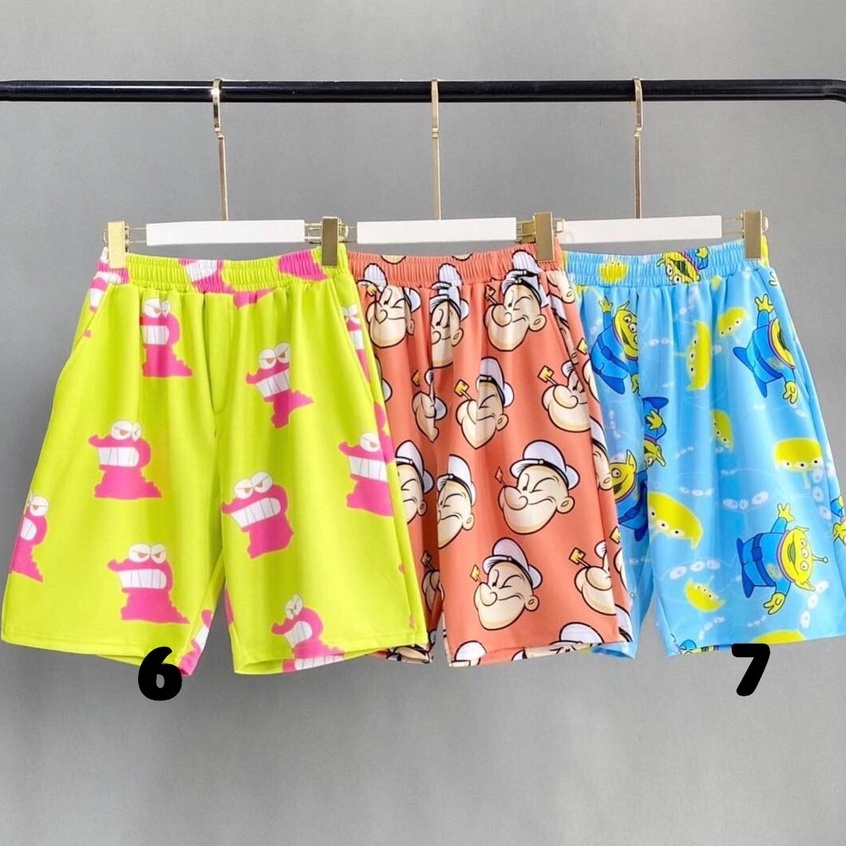 10 MẪU - Quần short hoạt hình cartoon Shin Báo hồng Mickey Minion unisex cryaotic10