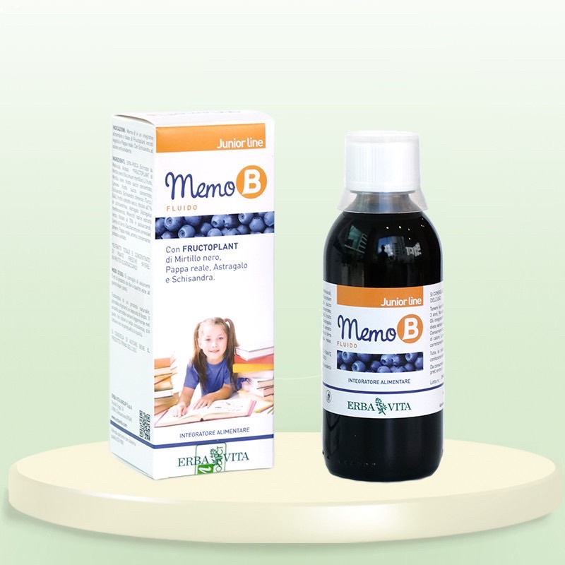 Siro Bổ Não_ MEMO-B _ Mã FS2+.02 _ Hộp 150 lọ _ Màu xanh, có hình em bé