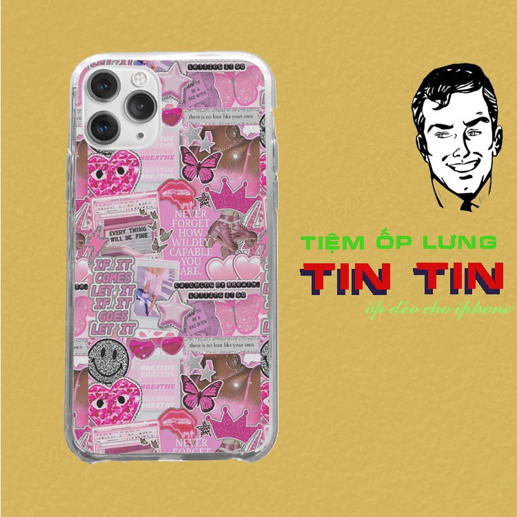 Ốp Lưng TINTIN pink butterfly aesthetic collage art cho iphone 5 - iphone 12 PAP20210773