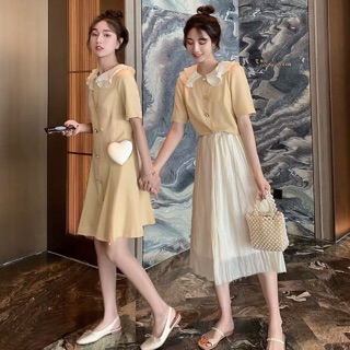 Áo/váy cổ sen 2 lớp