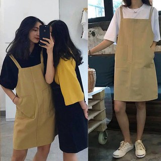 ⚡️SALE SỐC⚡️ Set váy yếm kaki + áo thun trơn (Sỉ từ 5sp bất kỳ)