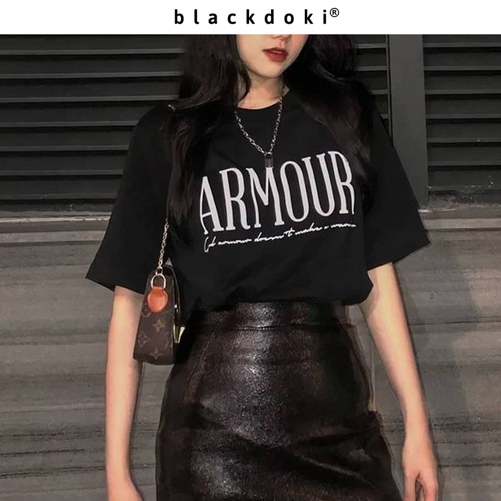 Áo thun unisex BLACKDOKI-Armour basic , áo phông oversize dáng rộng tay lỡ hiện đại cá tính MNF1