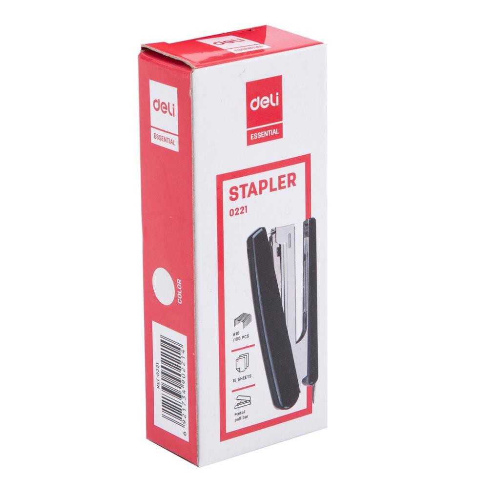 Dập ghim 15 trang Deli E0221 - Đen, xanh, xám