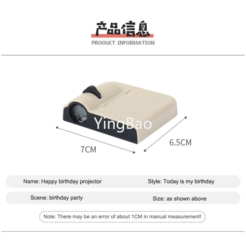 Đèn Chiếu Happy Birthday size Nhỏ Di Động Áo Thun Dài Tay Phong Cách Hàn Quốc