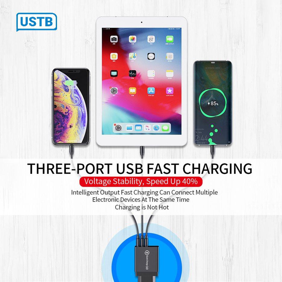 Củ Sạc Nhanh 3 Cổng Usb Cho Điện Thoại