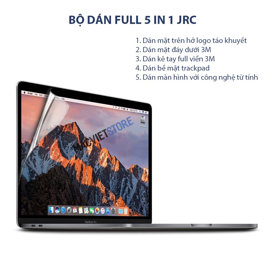 Bộ Dán Full Body 5 In 1 Macbook JRC ( Tặng lót Phủ Bán Phím - Nút bịt bụi)