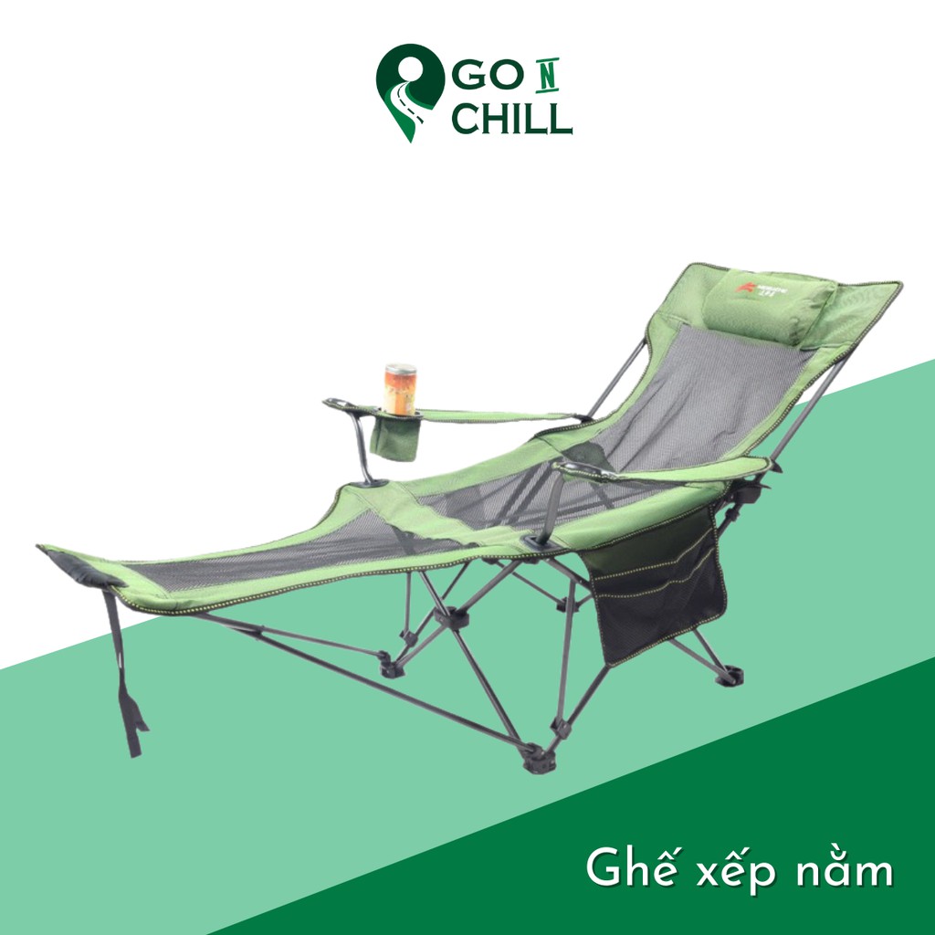 Ghế xếp nằm thư giãn, ghế xếp du lịch, ghế nằm văn phòng, ghế xếp nằm dã ngoại có gác chân tiện lợi xếp gọn