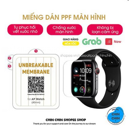 freeship Miếng Dán Skin PPF Màn Hình Cho Apple Watch Chống Xước Màn Hình Tự Phục Hồi Vết Xước Đủ Size 38mm 40mm 42mm 44m