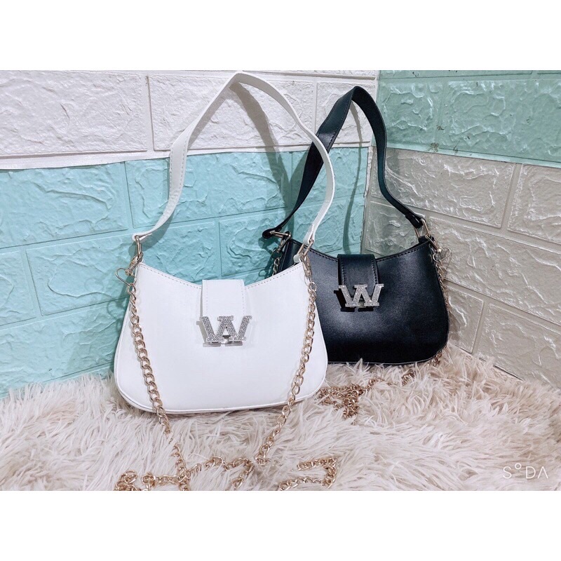 Túi Kẹp Nách Chữ W Cúc Bấm Kèm Dây Dài Đeo Chéo Sz 21
