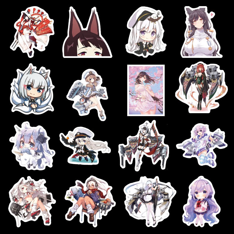 Set 50 miếng sticker hình game Azur Lane dán trang trí độc đáo