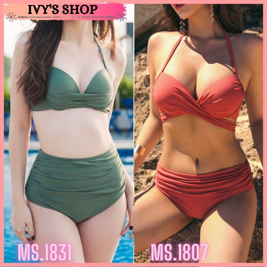ĐỒ BƠI NỮ Bikini 2 mảnh đi biển, có đệm ngực cao cấp  gồm áo có đệm và quần cạp cao - Ivyshop - Ms.1807 Ms.1831