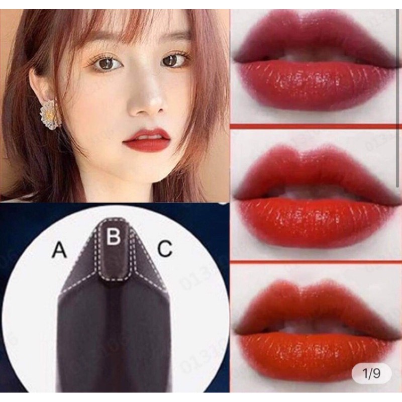 son ba màu, son lì, son  kim cương đen Ansel.