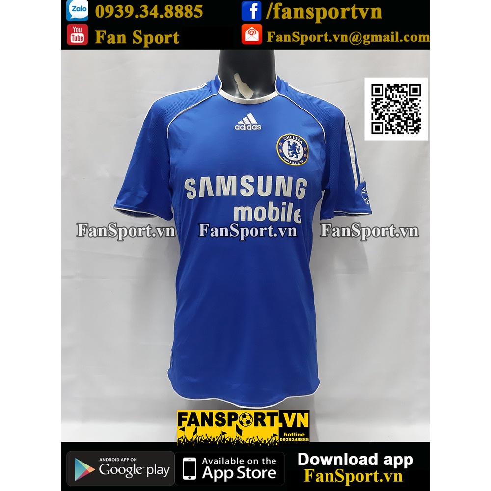 Áo đấu cầu thủ bóng đá Chelsea 2006 2007 2008 home shirt jersey blue 593536 Adidas size M medium