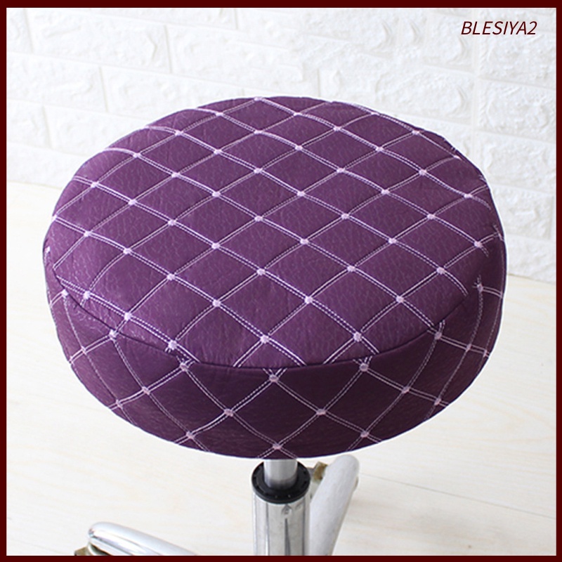 [BLESIYA2]15-16'' 40cm PU Round Bar Stool Cover Chair Cushion Pad Sleeve Cover Purple