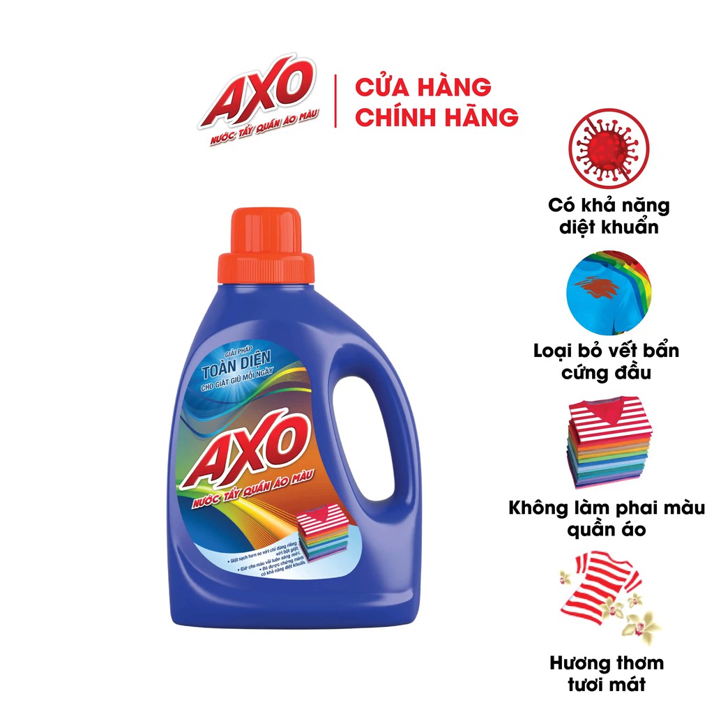 Nước Tẩy Quần Áo Màu AXO Hương Tươi Mát Chai 800ML