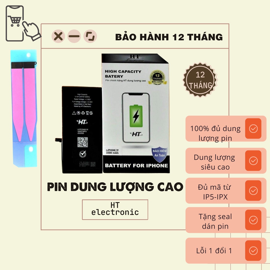 pin iphone dung lượng cao - Pin iphone 7 plus ip 5 5s 6 6s 7 8 Plus X