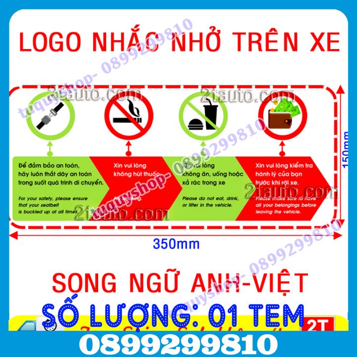 STICKER NHẮC NHỞ TRÊN XE 4 NỘI DUNG: THẮT DÂY AN TOÀN- KHÔNG HÚT THUOC -KHÔNG XẢ RÁC - ĐỪNG QUÊN ĐỒ-nhacnhotrenxe