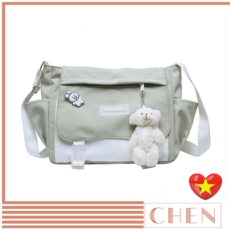 Túi đeo chéo đi học nữ CHEN, tui tote bag vải canvas đựng sách vở a4 laptop phong cách unisex TX10