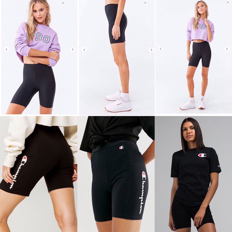 Áo croptop f2.1 form rộng và quần biker Cham.pi.on mẫu mới
