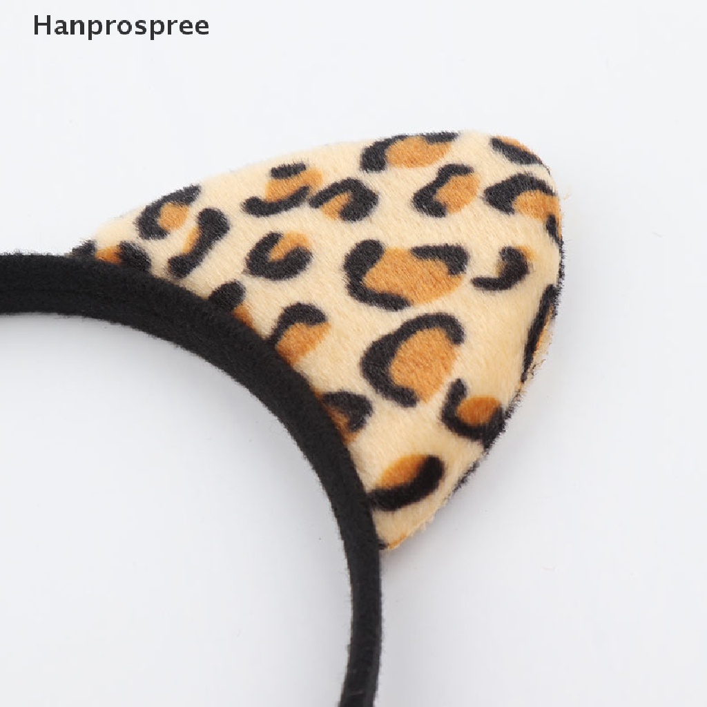 Băng Đô Cài Tóc Tai Mèo Phủ Lông Họa Tiết Da Báo / Hổ Dễ Thương Cho Bạn Gái