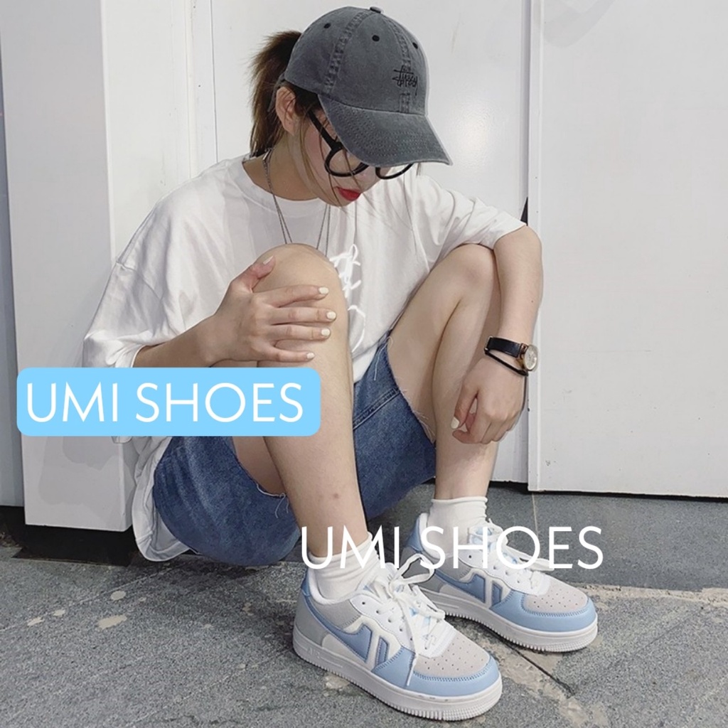[NOWSHIP HN] Giày thể thao nữ đế bằng cao 4cm mã SD01 mềm êm giá rẻ học sinh đi học đi chơi đơn giản màu đen trắng/xanh