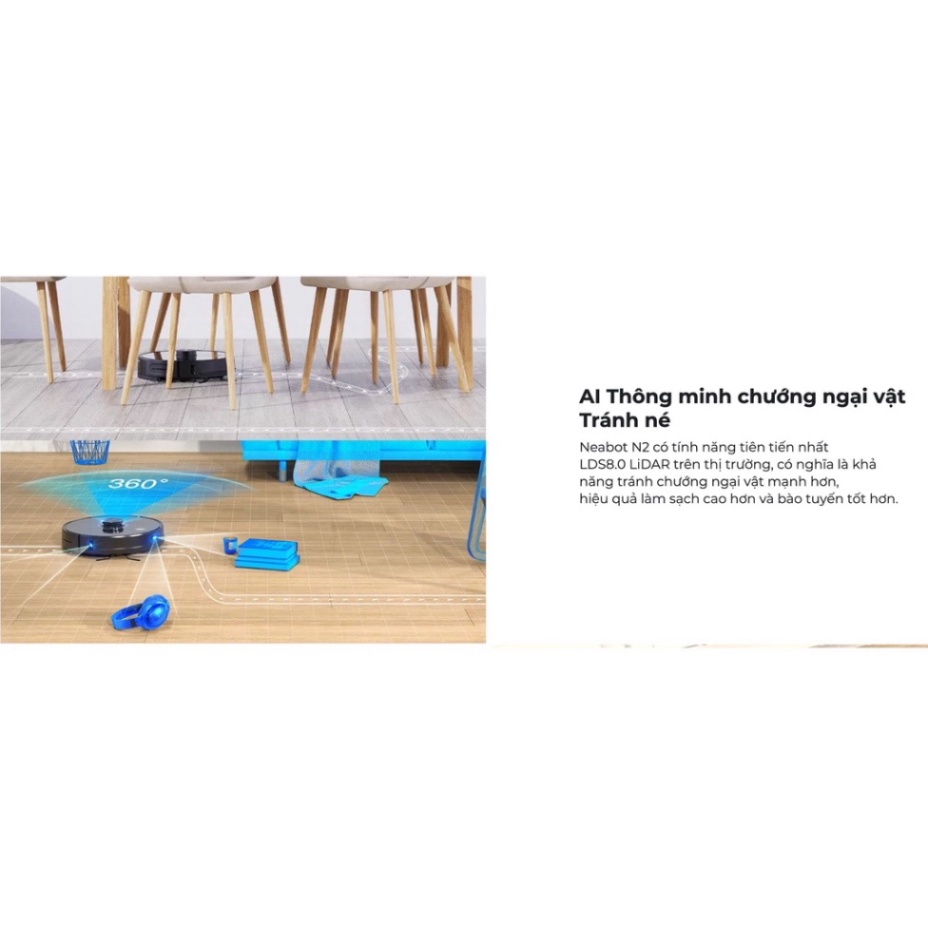 Robot Hút Bụi Lau Nhà Neabot N2 Lite - LDS 4.0 - Lực hút khỏe 2700pa - Pin lớn 5200mah -  bản quốc tế