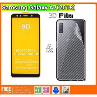 Samsung Galaxy A7 2018_Kính cường lực 9D Full màn hình Full keo Tặng dán vân carbon mặt sau máy