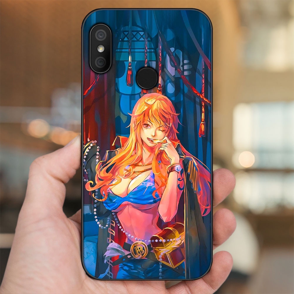 Ốp lưng Xiaomi Redmi 6 Pro, Mi A2 Lite viền đen in hình Nami One Piece Đảo Hải Tặc