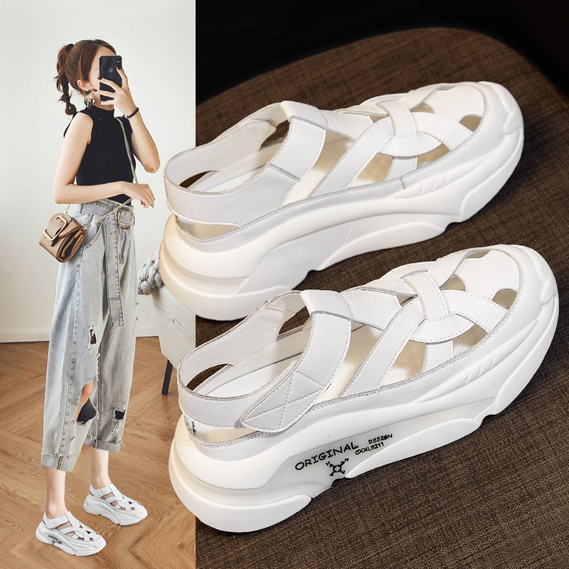 giày sandal thể thao đế bánh mỳ cut-out sneaker QC mẫu mới 2021