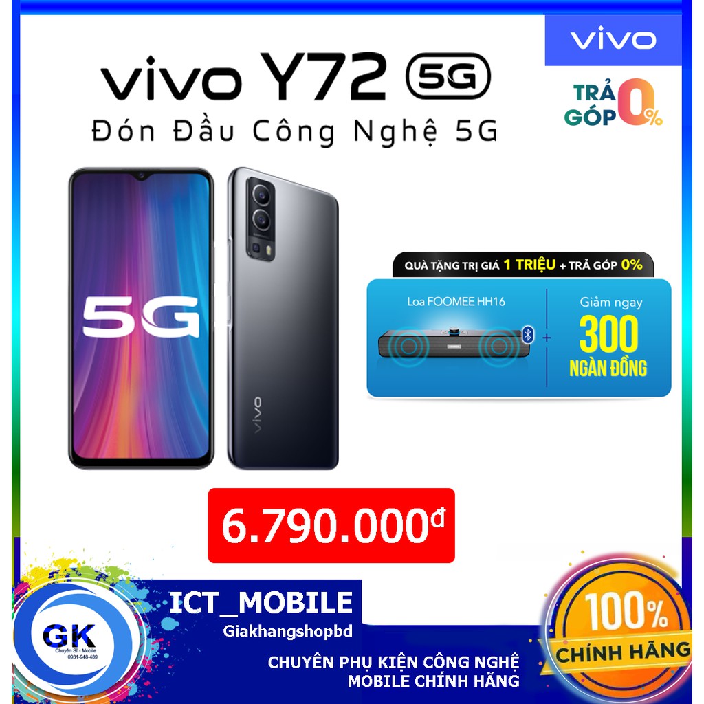 [Nguyên Seal] Điện Thoại VIVO Y72 5G 8GB + 128GB & Tặng Loa Foomee HH16 - Hàng Mới Chính Hãng