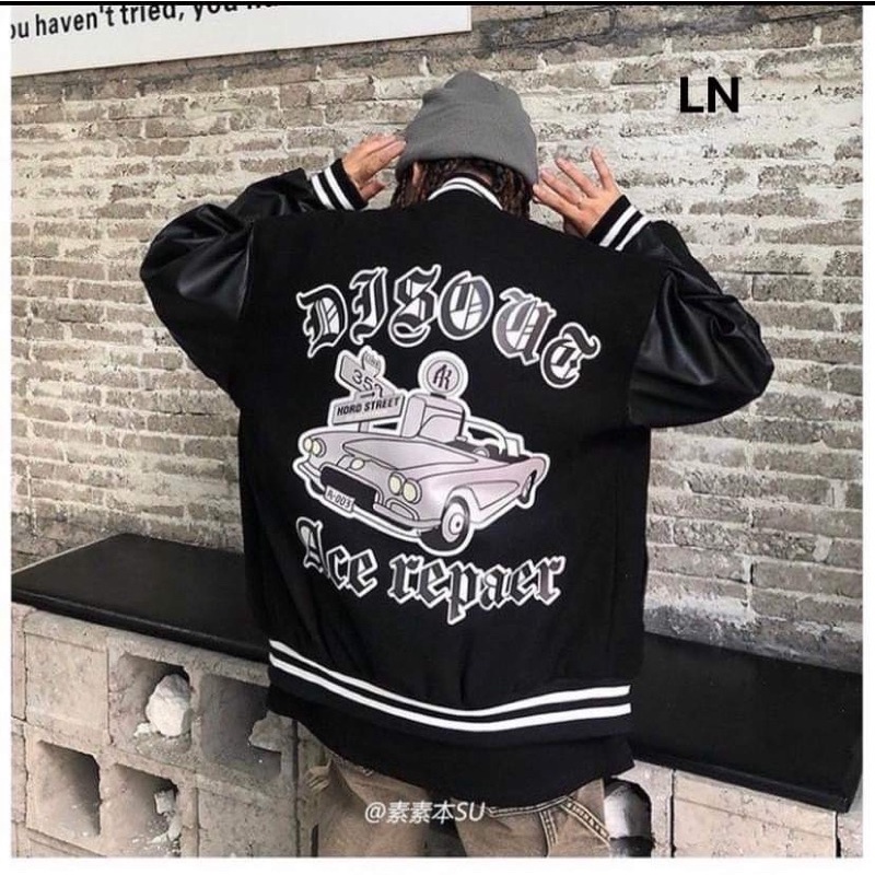 Áo khoác nỉ tay da hình ô tô DA6