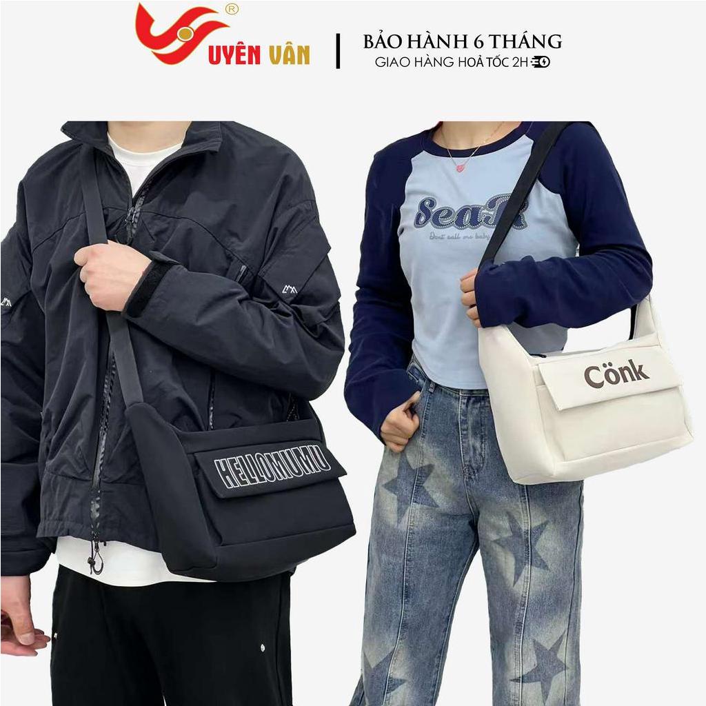 Túi đeo chéo nữ vải nylon màu trơn phong cách basic hàn quốc học sinh sinh viên đi học T5004