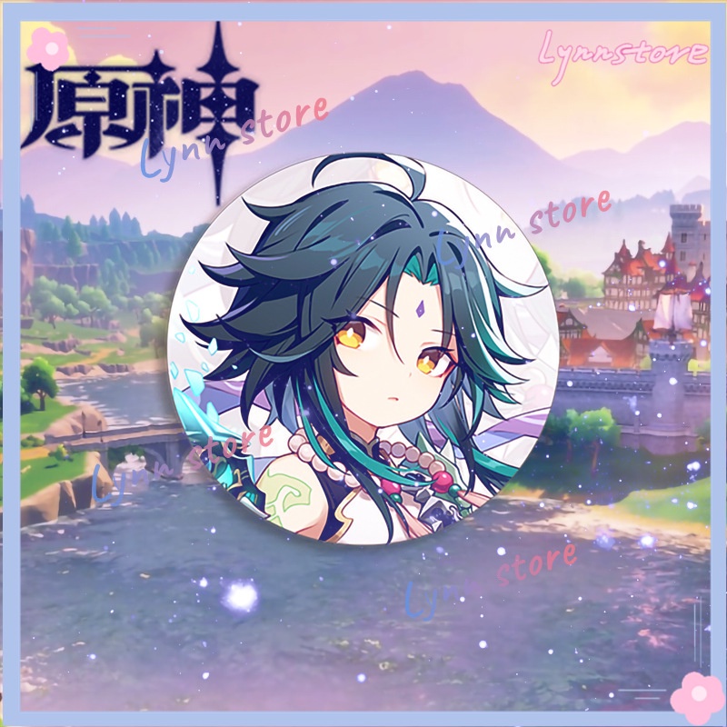 Genshin Impact Hu Tao Klee Xiao Zhongli Raiden Shogun Miko Ganyu Q Phiên bản Hoạt hình mờ flash tốt Phù hiệu Phụ kiện cho Túi quần áo Quà tặng Trâm