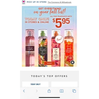 Xịt thơm body mist bath & body works đủ mùi 236ml - 3wick store