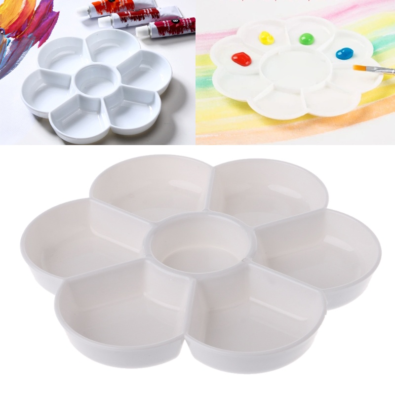 Khay Đựng Màu Nước Bằng Nhựa Acrylic 7 Ngăn Hình Hoa Tiện Dụng DIY