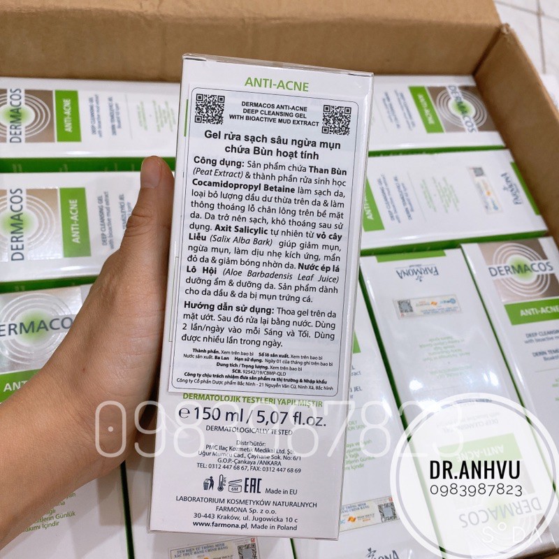 Gel rửa sạch sâu ngừa mụn Dermacos date 12/2023