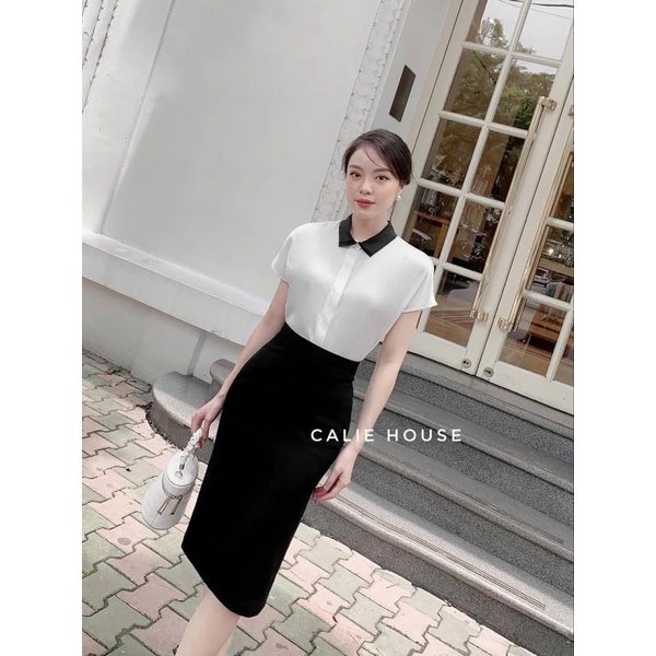 ANU330 - ÁO SƠ MI NỮ LỤA TAY LIỀN CỔ VIỀN KÉP