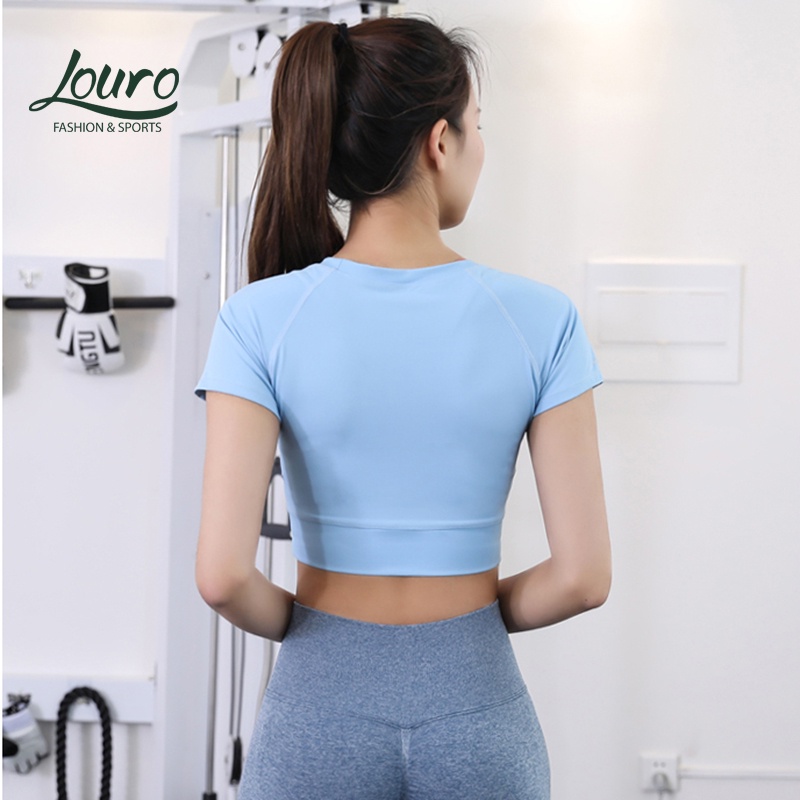Áo tập gym, yoga nữ Louro LA57 kiểu áo croptop body dùng tập thể thao, gym, yoga, zumba, chất liệu siêu co giãn