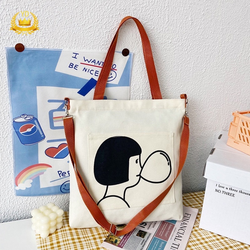 Túi Đeo Chéo Vải Bố Thiết Kế Mới Xinh Xắn Thời Trang Dành Cho Nữ