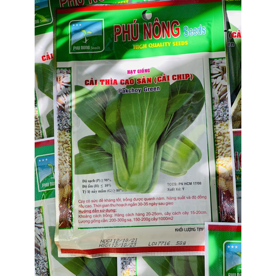 Hạt Gi ống Cải Thìa Cao Sản (Cải Chip) Phú Nông- tỷ lệ nảy mầm rất cao- Năng suất cao