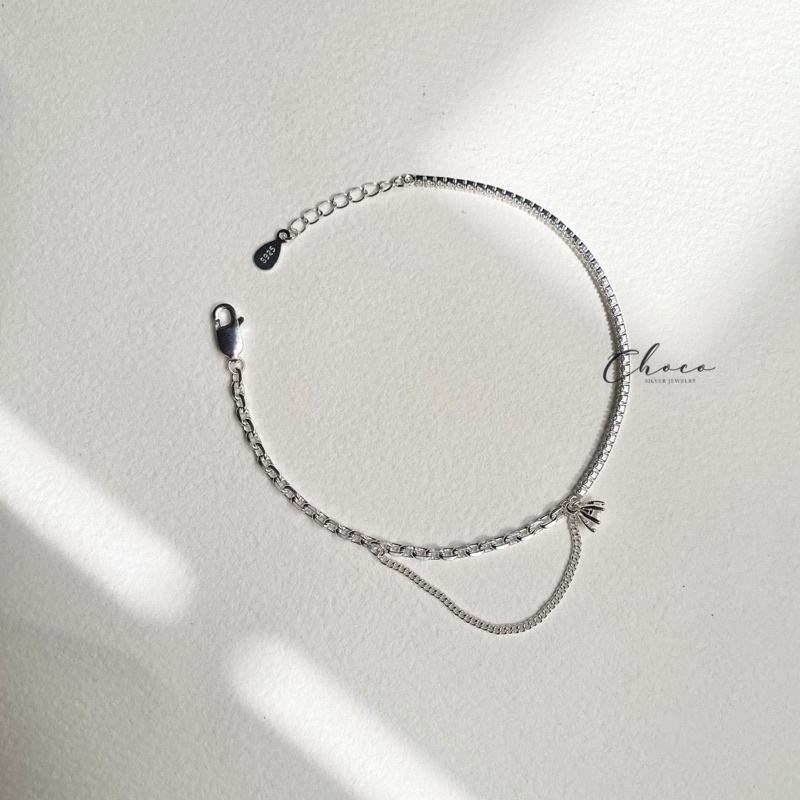 Vòng tay bạc hàng đá mix xích Choco Jewelry