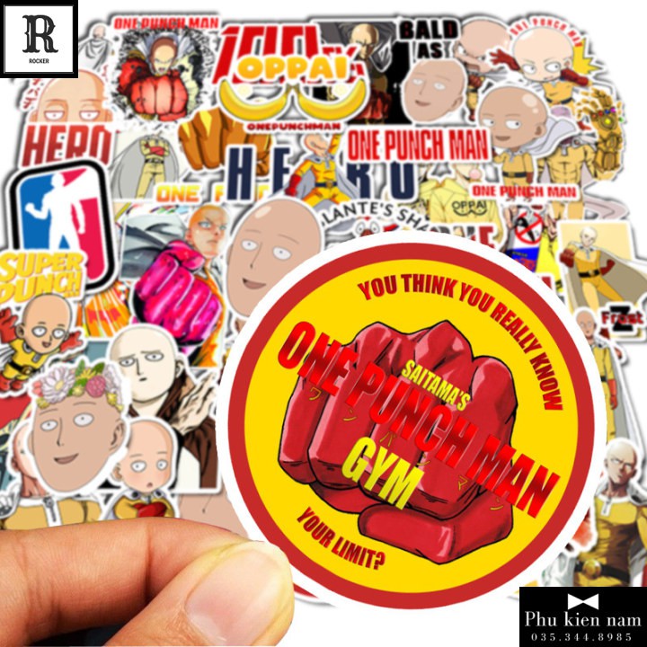 Sticker PVC Chống nước Decal Hình dán Xe Mũ bảo hiểm One Punch Man ST061