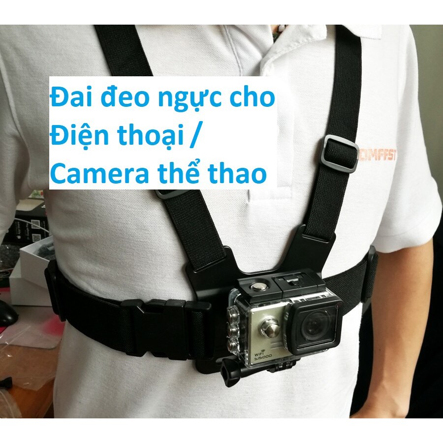 Đai Dây Đeo Ngực chuẩn Gopro cho Điện thoại và Action camera thể thao. Đai đeo người Eken Gopro Andoer Sjcam Xiaomi.