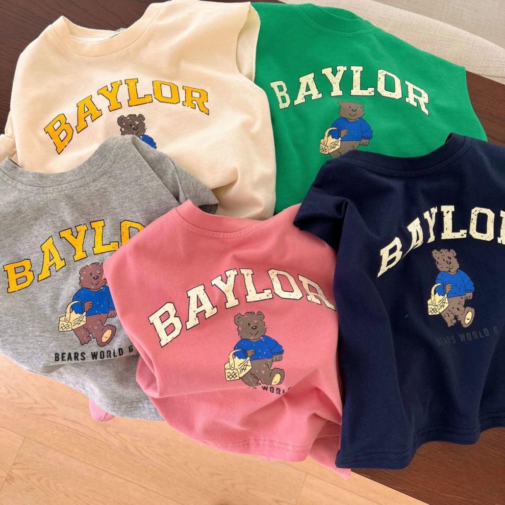 Bộ Áo Thun Sát Nách Vải Cotton In Hoạt Hình Gấu Phối Quần Short Thời Trang Mùa Hè Cho Bé