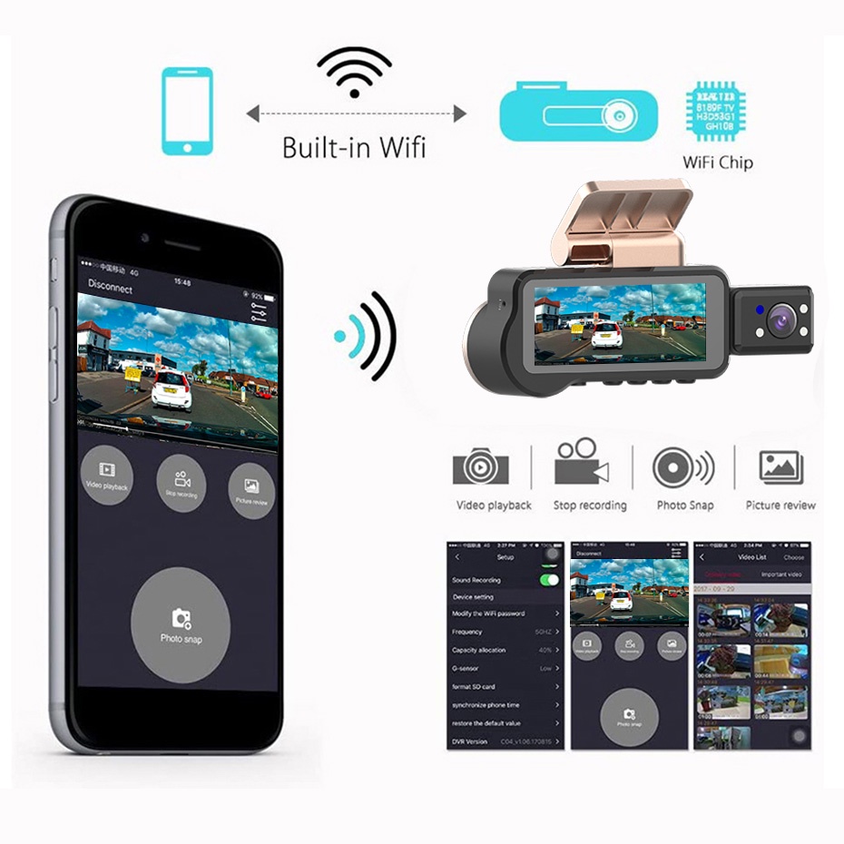 Camera Hành Trình Dvr FHD 1080P WIFI&APP Dành Cho Ô Tô | BigBuy360 - bigbuy360.vn