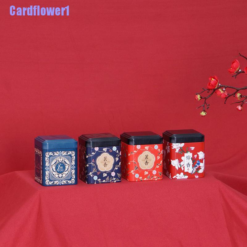 1 Bộ Hộp Đựng Trà / Cà Phê / Bánh Kẹo Hình Vuông Họa Tiết Cổ Điển