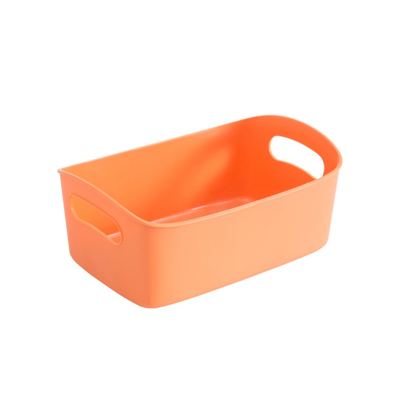 pri Plastic Desktop Storage Basket with Handles Solid Color Storage Bin Organizer